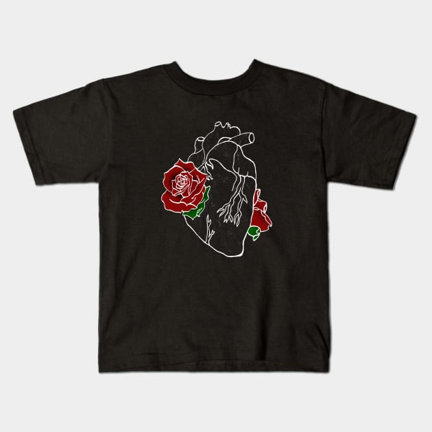 Heart and Rose Kids T-Shirt by deadlydelicatedesigns